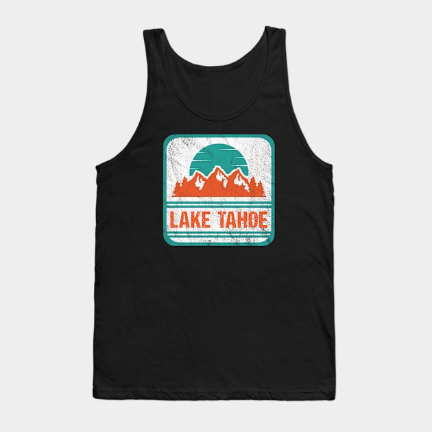 Retro Vintage Lake Tahoe USA Mountain Gift for Men Tank Top by JKFDesigns